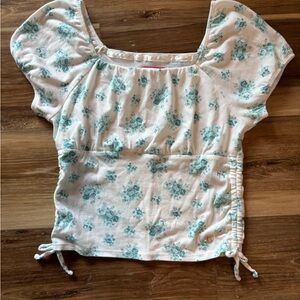 Limited Too White and Teal Floral Top